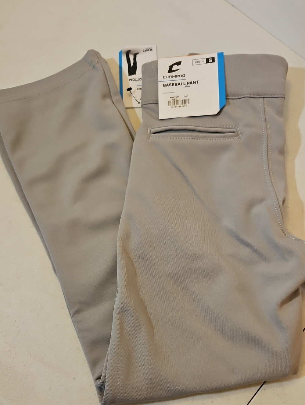 Champro MVP Open Bottom Youth Baseball Pants - Gray